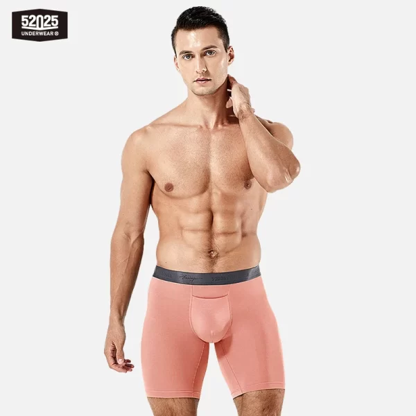 Cuecas boxer masculina sem costura ultramacio, roupa interior confortável e respirável, boxers longos, moda sexy, 8 polegadas, 52025 - Image 7