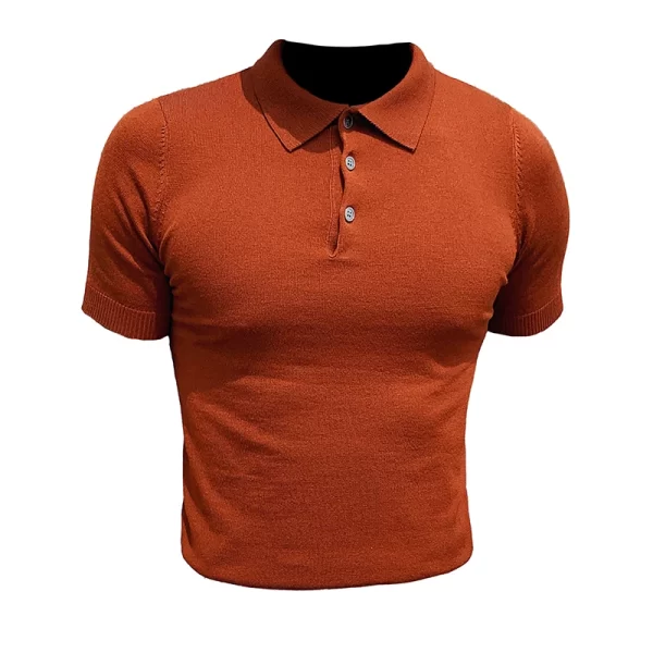 Camiseta polo masculina,  de malha de seda gelo, manga curta, tops slim fit, gola virada para baixo, roupa de luxo coreana, camiseta verão - Image 5