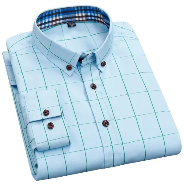 Camisa masculina xadrez, manga longa,  casual, top fino, blusa social, marca clássica de moda. - Image 4