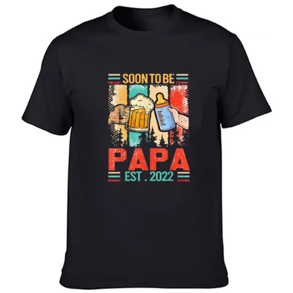 Camiseta de manga curta, masculina, com gola O, anúncio grávida, presente, promovido ao papai, para papai. - Image 15