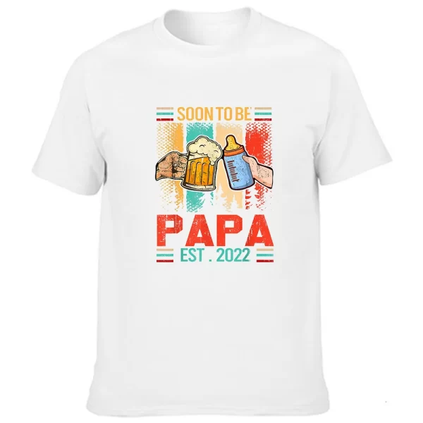 Camiseta de manga curta, masculina, com gola O, anúncio grávida, presente, promovido ao papai, para papai. - Image 14