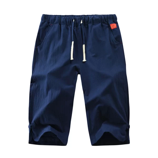 Bermuda masculina de algodão e linho, compridas casuais, moda praia, verão. - Image 6
