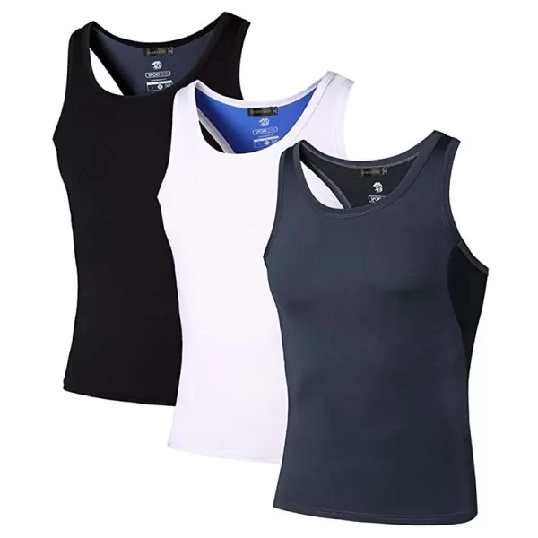 Camiseta regata masculina, Jeansian 3 pacote esporte tanque topos tanktops, sem mangas correndo grym workout fitness compressão fina lsl207 packa - Image 14