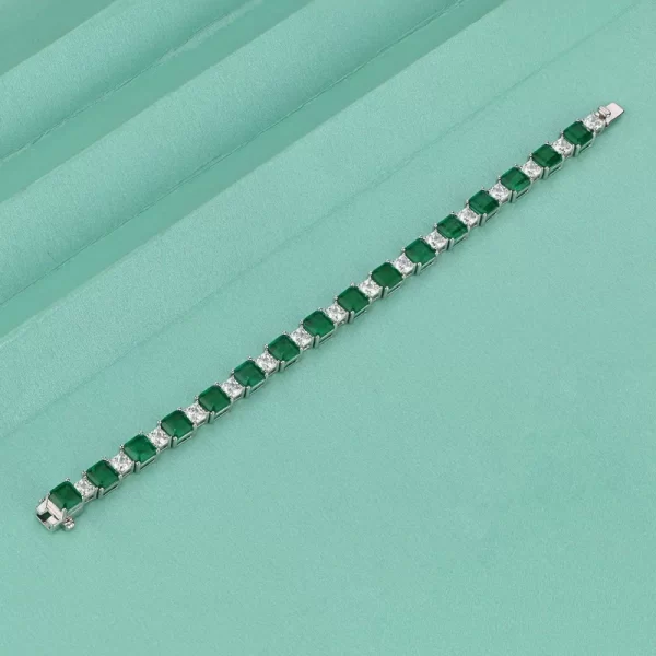 Pulseira feminina, Oevas, de noiva 100%, joia fina para festa de casamento, com esmeralda sintética, diamante brilhante, alto carbono, 925 - Image 5