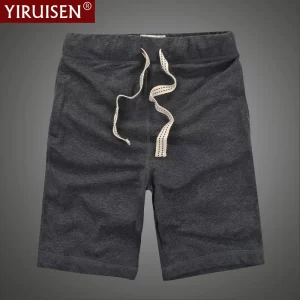 Bermuda masculina, 100% algodão, moda verão, Yiruisen, sólidos calças casuais, boardshorts, ginásio respirável roupas suaves