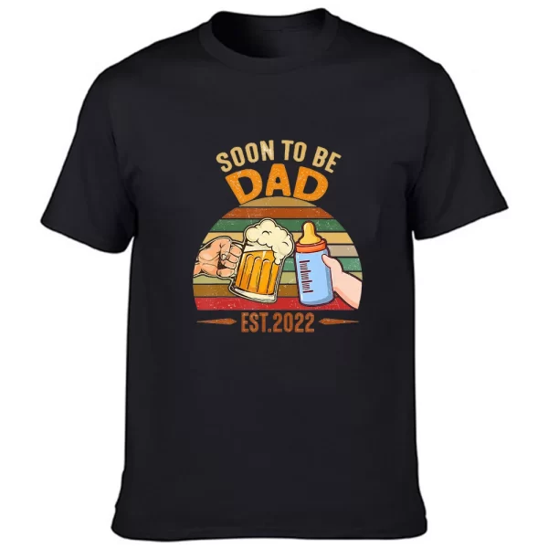 Camiseta de manga curta, masculina, com gola O, anúncio grávida, presente, promovido ao papai, para papai. - Image 13