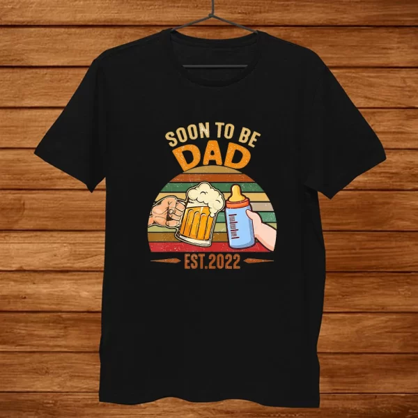 Camiseta de manga curta, masculina, com gola O, anúncio grávida, presente, promovido ao papai, para papai. - Image 3