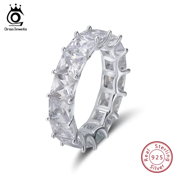Anel unissex de prata esterlina 925, Orsa Jewels, Aliança de Noivado e Casamento AAA CZ, Jóias da Moda, 100% Real, SR48 - Image 7