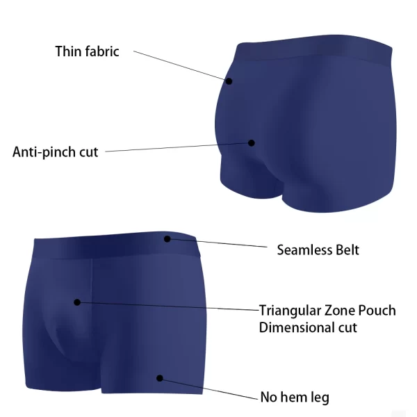 Cueca boxer masculina antibacteriana Ice Silk Shorts, elástica, absorvente de umidade, Grafeno 3A, Marca. - Image 5