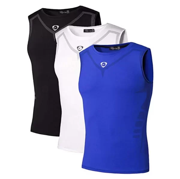 Camiseta regata masculina, Jeansian 3 pacote esporte tanque topos tanktops, sem mangas correndo grym workout fitness compressão fina lsl207 packa - Image 11