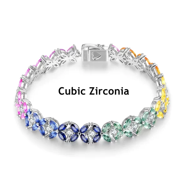 Pulseira feminina, Sapphire Sterling Silver, S925 Criado, colorido, charmoso, estilo clássico, jóias. - Image 8