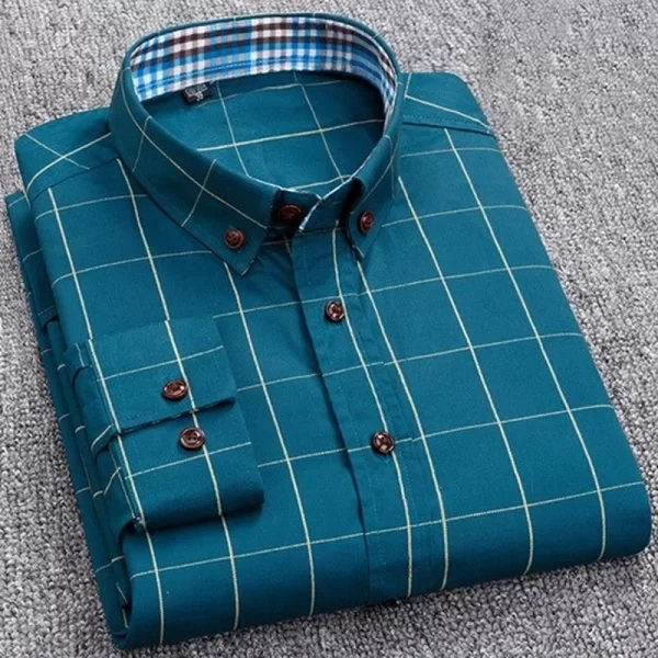 Camisa masculina xadrez, manga longa,  casual, top fino, blusa social, marca clássica de moda. - Image 10