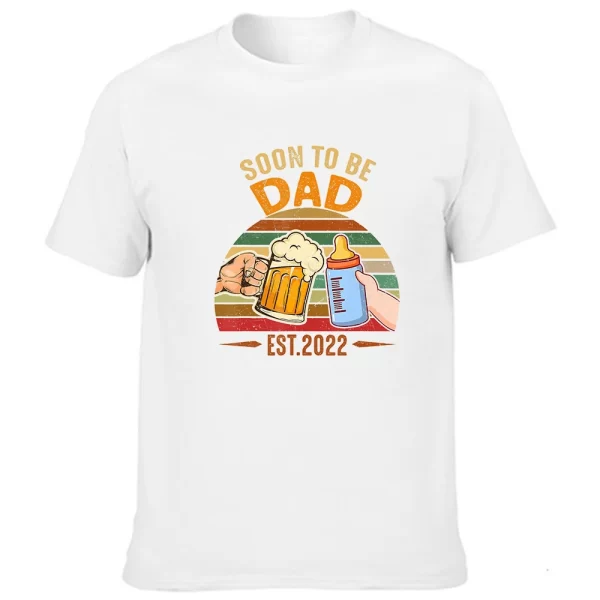 Camiseta de manga curta, masculina, com gola O, anúncio grávida, presente, promovido ao papai, para papai. - Image 12
