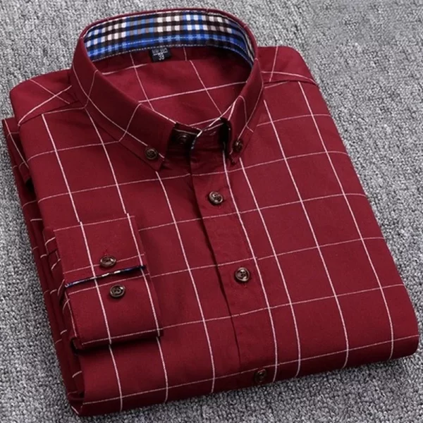 Camisa masculina xadrez, manga longa,  casual, top fino, blusa social, marca clássica de moda. - Image 8