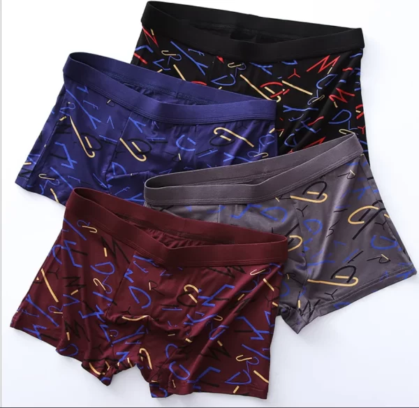 Cueca boxer masculina de bambu sexy, nova moda boxer shorts underware 4 pçs/lote. - Image 4