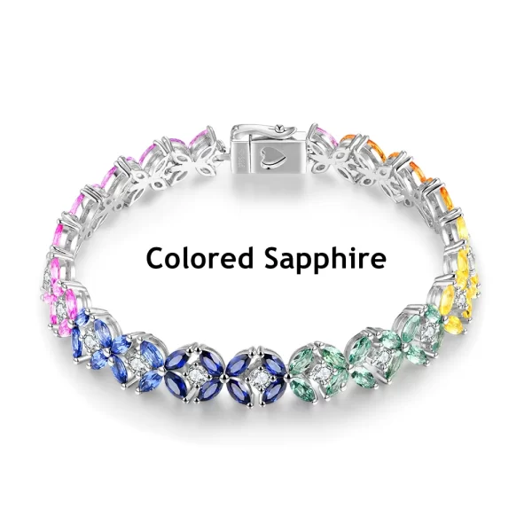 Pulseira feminina, Sapphire Sterling Silver, S925 Criado, colorido, charmoso, estilo clássico, jóias. - Image 7