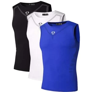 Camiseta regata masculina, Jeansian 3 pacote esporte tanque topos tanktops, sem mangas correndo grym workout fitness compressão fina lsl207 packa
