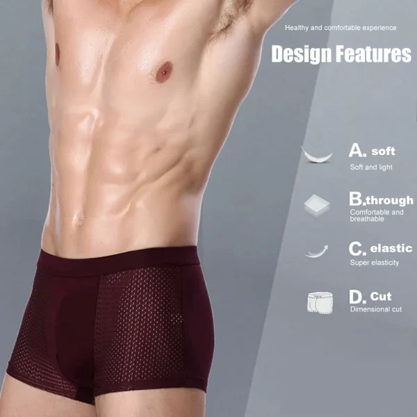 Cueca boxer masculina, Bamboowear-bambu, de microfibra, compressão, estiramento, xin-transporte - Image 5