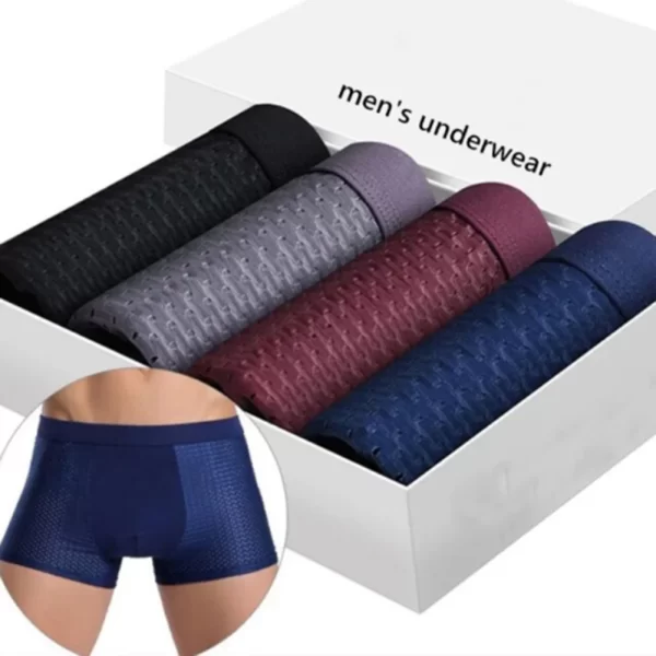 Cueca boxer masculina, Bamboowear-bambu, de microfibra, compressão, estiramento, xin-transporte