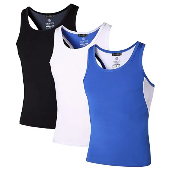 Camiseta regata masculina, Jeansian 3 pacote esporte tanque topos tanktops, sem mangas correndo grym workout fitness compressão fina lsl207 packa - Image 15