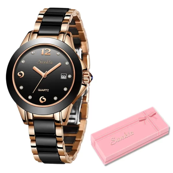 Relógio de pulso feminino, SUNKTA-pulseira de ouro rosa, de quartzo impermeáveis, nova moda criativa. - Image 9