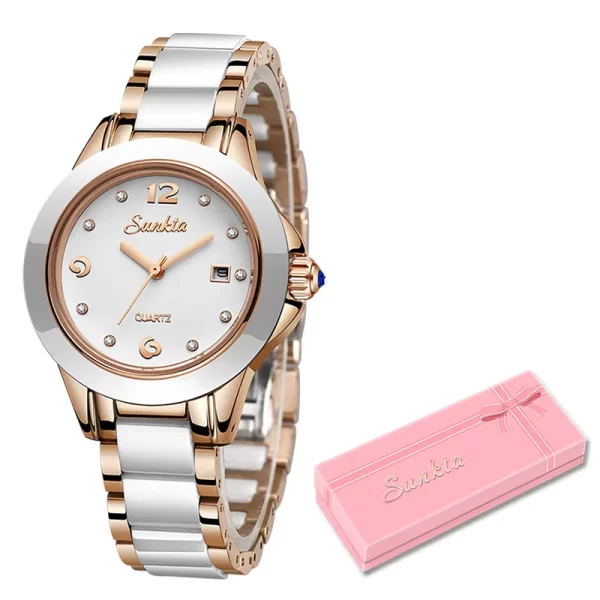Relógio de pulso feminino, SUNKTA-pulseira de ouro rosa, de quartzo impermeáveis, nova moda criativa. - Image 7