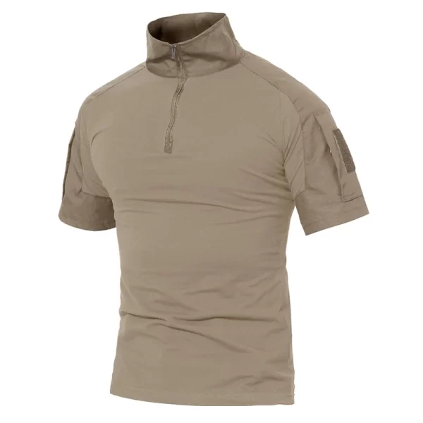 Camiseta masculina manga curta, Tacvasen, com bolsos com zíper, cor sólida, estilo safári, para caminhadas, roupas de trabalho, verão. - Image 8