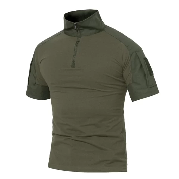 Camiseta masculina manga curta, Tacvasen, com bolsos com zíper, cor sólida, estilo safári, para caminhadas, roupas de trabalho, verão. - Image 10