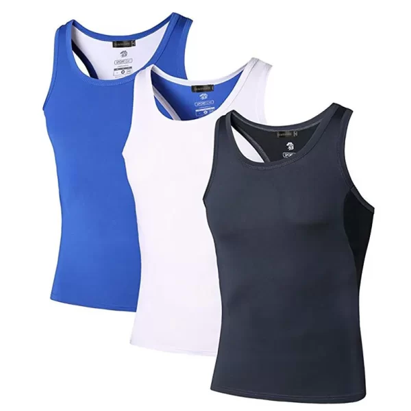 Camiseta regata masculina, Jeansian 3 pacote esporte tanque topos tanktops, sem mangas correndo grym workout fitness compressão fina lsl207 packa - Image 13