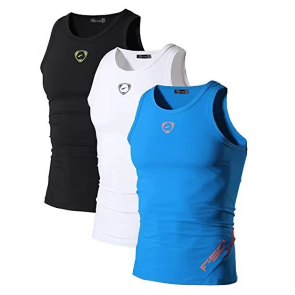 Camiseta regata masculina, Jeansian 3 pacote esporte tanque topos tanktops, sem mangas correndo grym workout fitness compressão fina lsl207 packa - Image 24