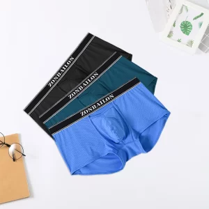 Cueca boxer masculina, sexy,  macia, respirável, design de personalidade, oca, moda.