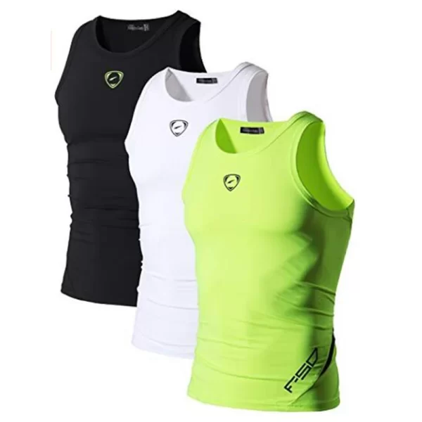 Camiseta regata masculina, Jeansian 3 pacote esporte tanque topos tanktops, sem mangas correndo grym workout fitness compressão fina lsl207 packa - Image 21