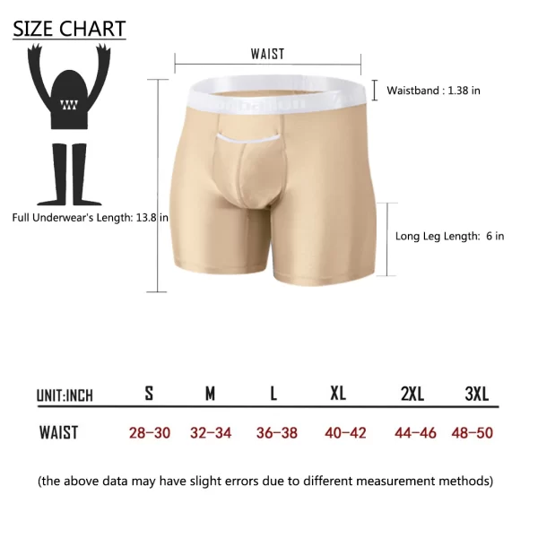 Cueca boxer masculina, de nylon respirável,  de perna longa,  de alta qualidade, novo, tamanho M-3XL. - Image 6