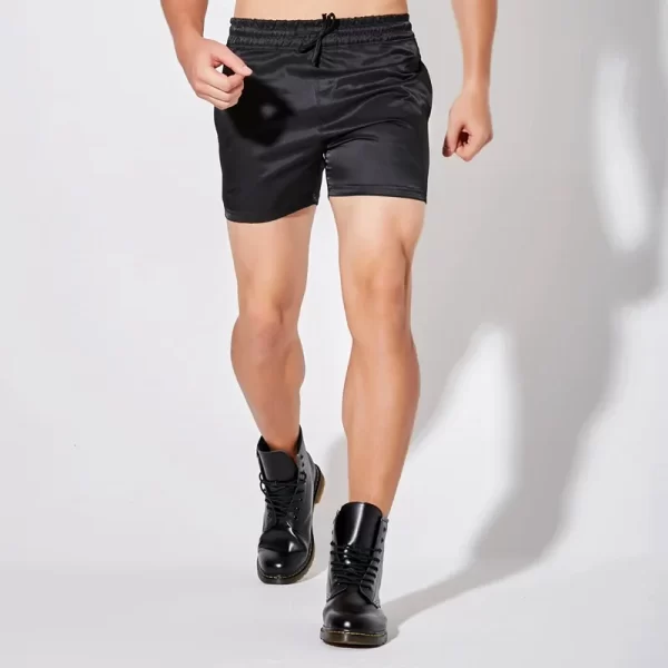 Shorts masculino, finos esporte em casa, casual básico, sweatshorts, suave secagem rápida,  preto, três quartos. - Image 9