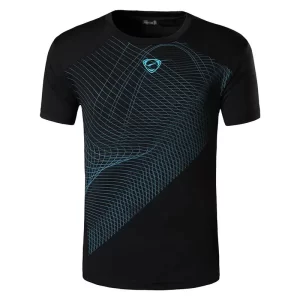 Camiseta manga curta masculina, Jeansian,  preta, esportiva, ajuste seco, corrida, fitness, treino, LSL069