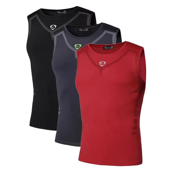 Camiseta regata masculina, Jeansian 3 pacote esporte tanque topos tanktops, sem mangas correndo grym workout fitness compressão fina lsl207 packa - Image 10