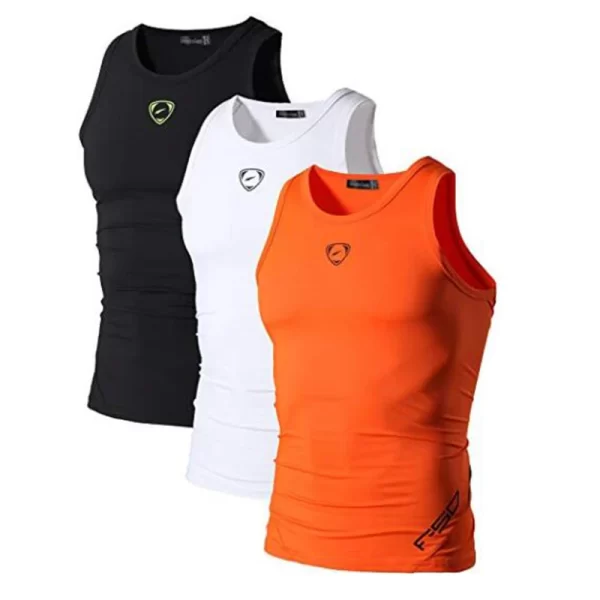 Camiseta regata masculina, Jeansian 3 pacote esporte tanque topos tanktops, sem mangas correndo grym workout fitness compressão fina lsl207 packa - Image 22