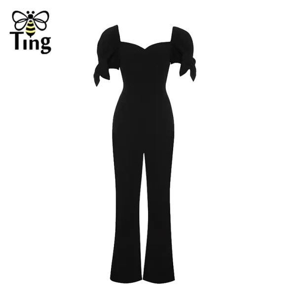 Macacão feminino, Tingfly-Preto Querida Decote, Chic Street, Celebridade Roupas Estéticas, Runway Designer. - Image 4
