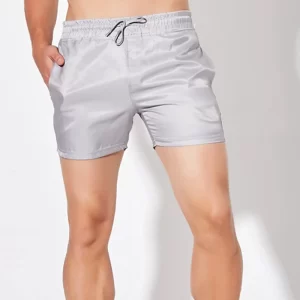 Shorts masculino, finos esporte em casa, casual básico, sweatshorts, suave secagem rápida,  preto, três quartos.