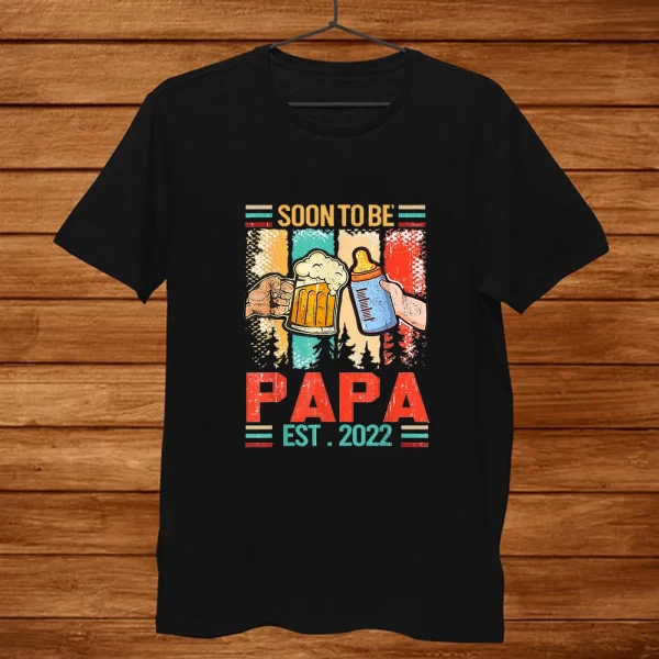 Camiseta de manga curta, masculina, com gola O, anúncio grávida, presente, promovido ao papai, para papai. - Image 2
