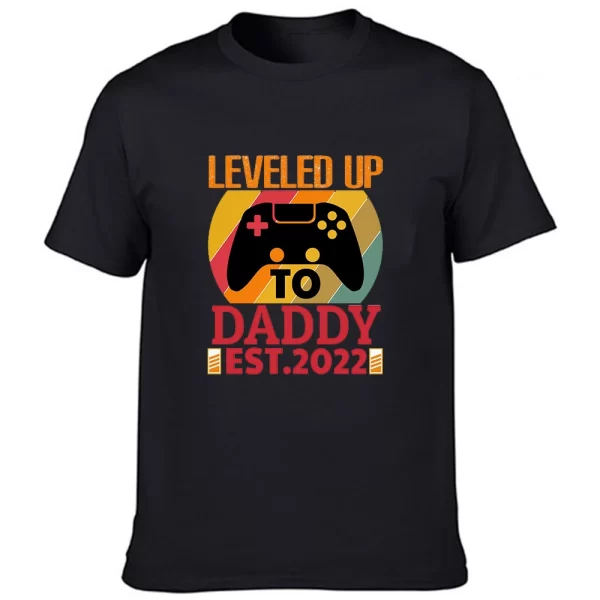 Camiseta de manga curta, masculina, com gola O, anúncio grávida, presente, promovido ao papai, para papai. - Image 8