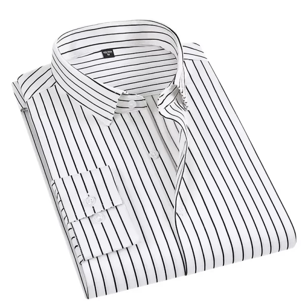 Camisa masculina listrada manga longa, Slim Fit Streetwear, Casual, Negócios, Escritório, Novo, Boa Qualidade, Plus Size, M-5XL - Image 6