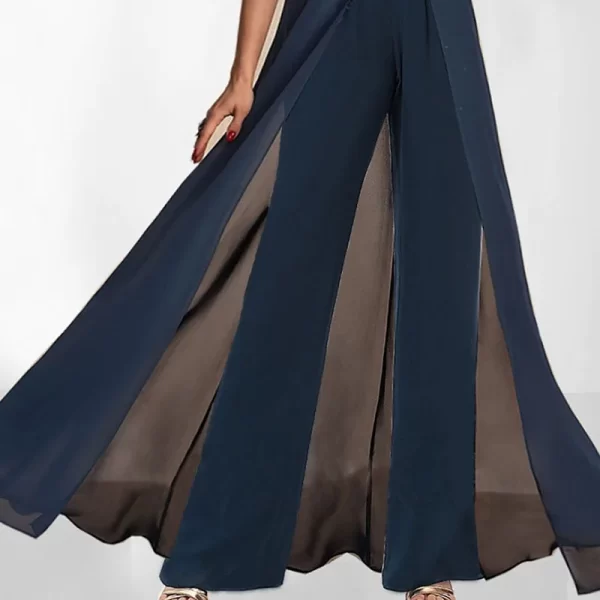 Macacão Longo de Cintura Alta Feminino, Sem Mangas, Decote V, Irregular, Monocromático, Fino, Elegante, Moda, One Piece, Verão. - Image 3