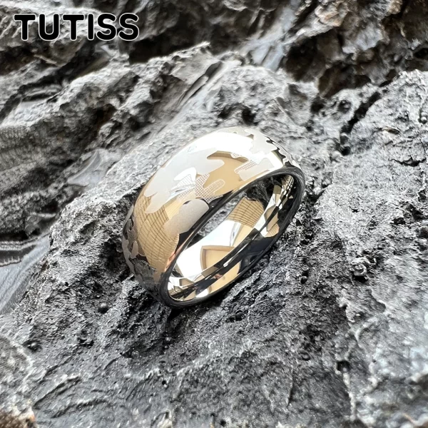 Anel unissex, TUTISS-Tungsten Wedding Band, Cool Pattern, Gravado Comfort Fit, Amazing Design, 6mm, 8mm - Image 9