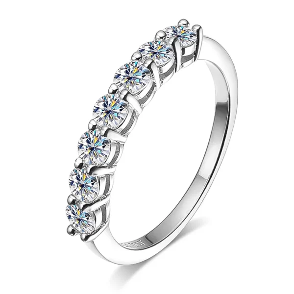 Anel feminino Serenidade Dia, Moissanite Fileira Anéis, Real Cor D, Jóias, S925 Placa de Prata Esterlina, 7 Pedras, 3mm, Pt950. - Image 8