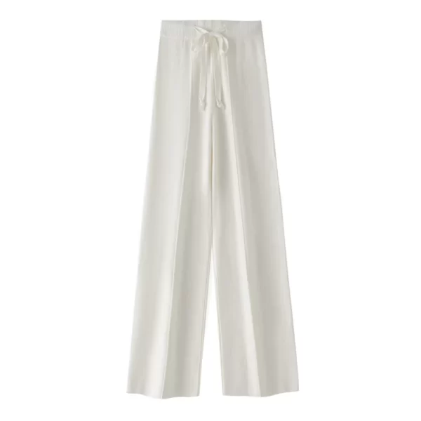 Calça larga feminina, Andy Cashmere tricota, longas, corda de cintura alta, casual reta solta, outono e inverno - Image 2