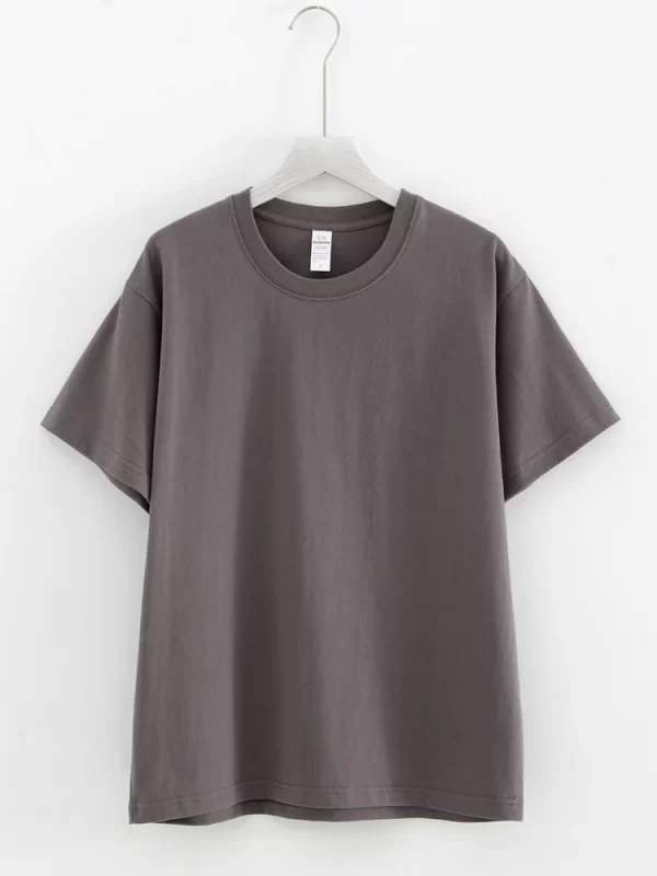 Camiseta manga curta extragrande feminina, Karsny, 100% algodão, monocromática, top, solta, cinza, branco, verão, oversize. - Image 8
