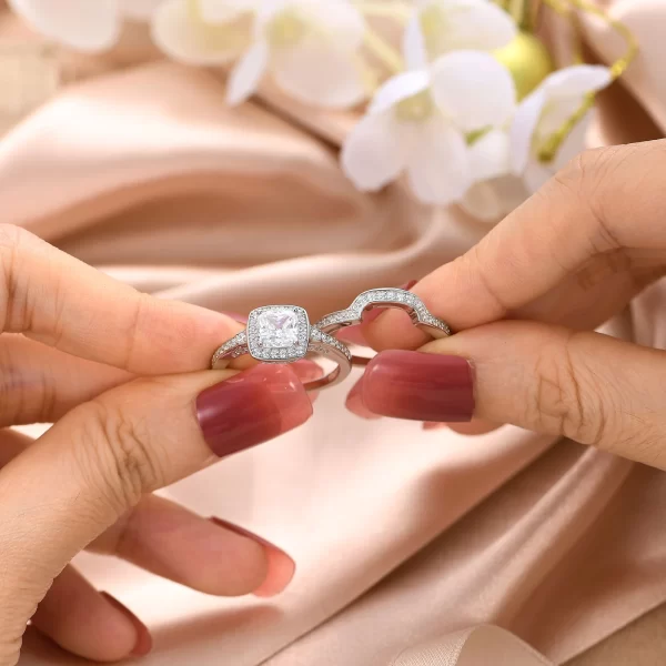 Anel de prata esterlina, S925 feminino,Newshe, Almofada, AAAAA Cubic Zircônia, De Noivado,  De Casamento, Original. - Image 3