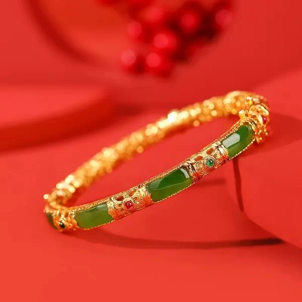 Pulseira de pedras preciosas, feminina,  Hetian Jade Jasper, Filigrana, Auspiciosa Nuvem, Ruyi Moda Openwork, Novo Estilo Chinês, Presentes Artesanais de Jóias