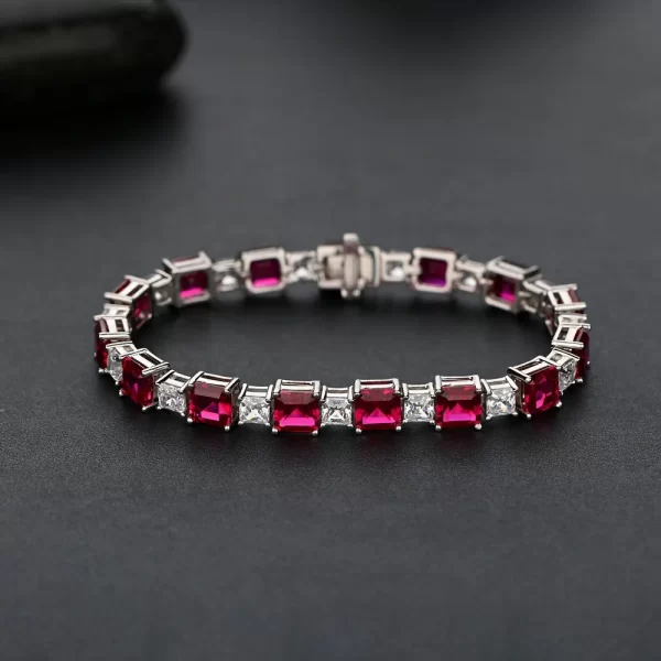 Pulseira feminina, Oevas, de noiva 100%, joia fina para festa de casamento, com esmeralda sintética, diamante brilhante, alto carbono, 925 - Image 7
